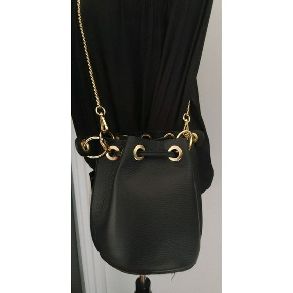 NWT Antonella Ferrante Leopard Print Leather Bucket Bag Removable Chain Strap - Picture 6 of 11